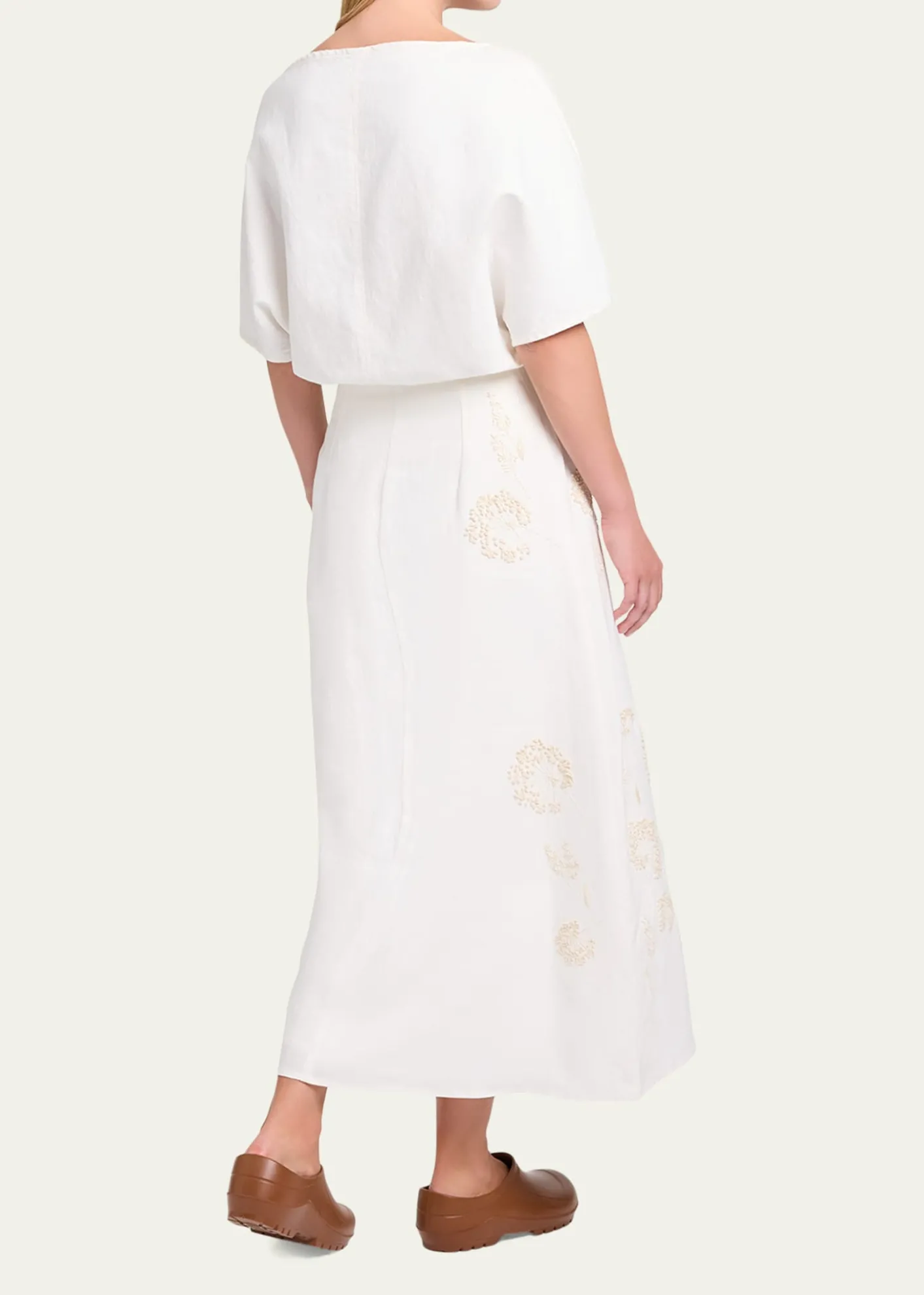 TWPThe A-Line Embroidered Linen Skirt