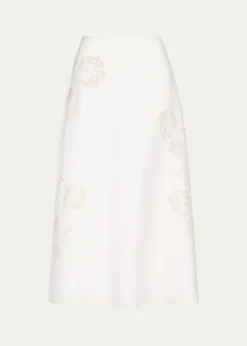 TWPThe A-Line Embroidered Linen Skirt