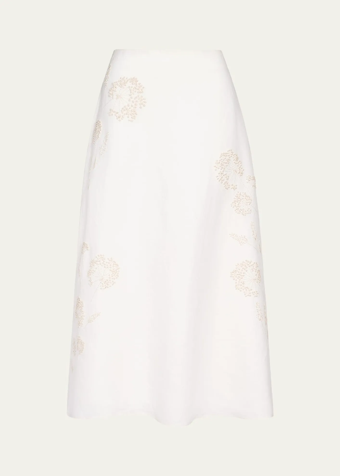 TWPThe A-Line Embroidered Linen Skirt