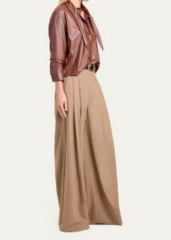 TWPTie-Neck Leather Shirt