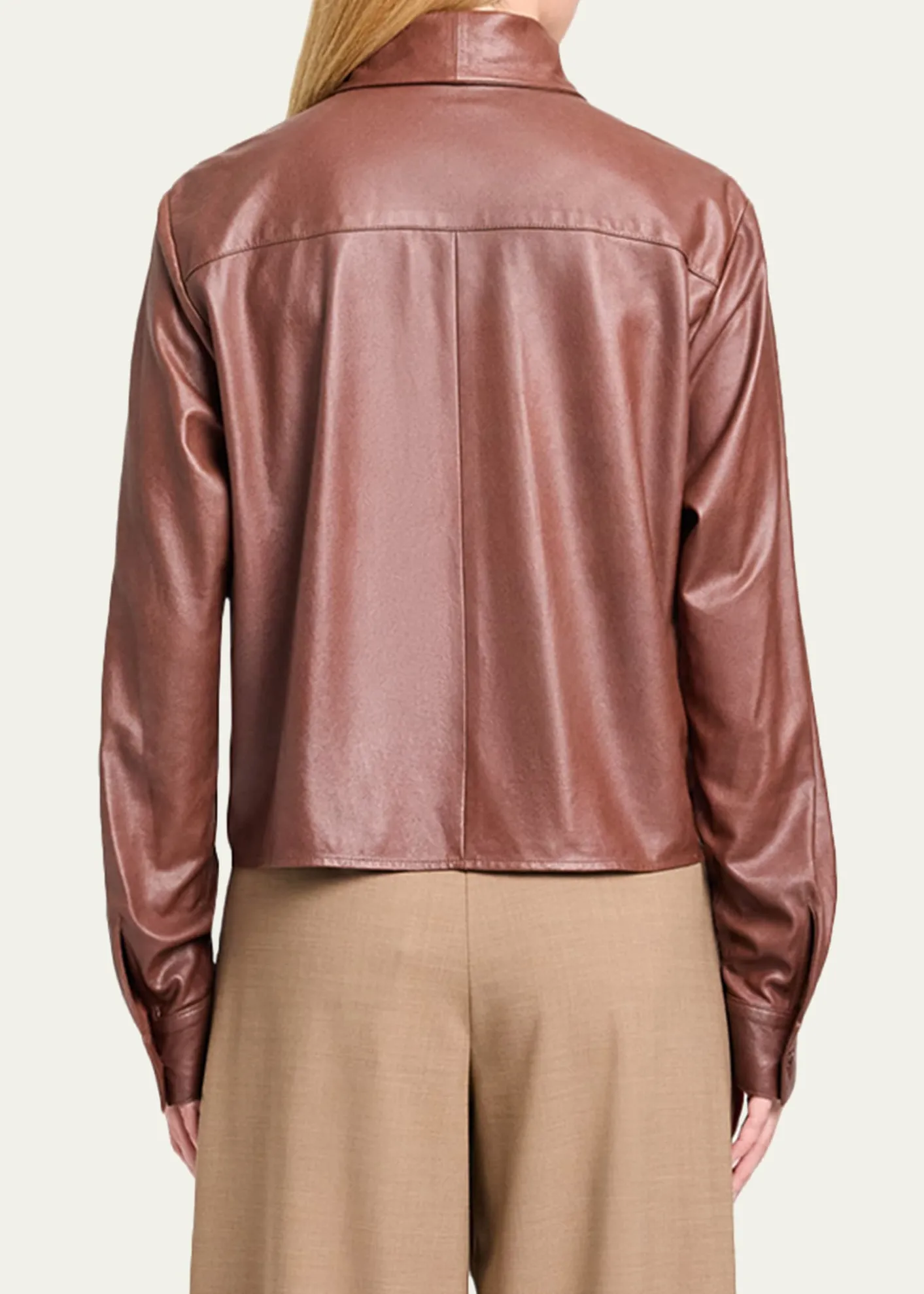 TWPTie-Neck Leather Shirt