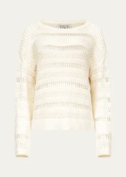 TWPWide-Neck Open Stitch Sweater
