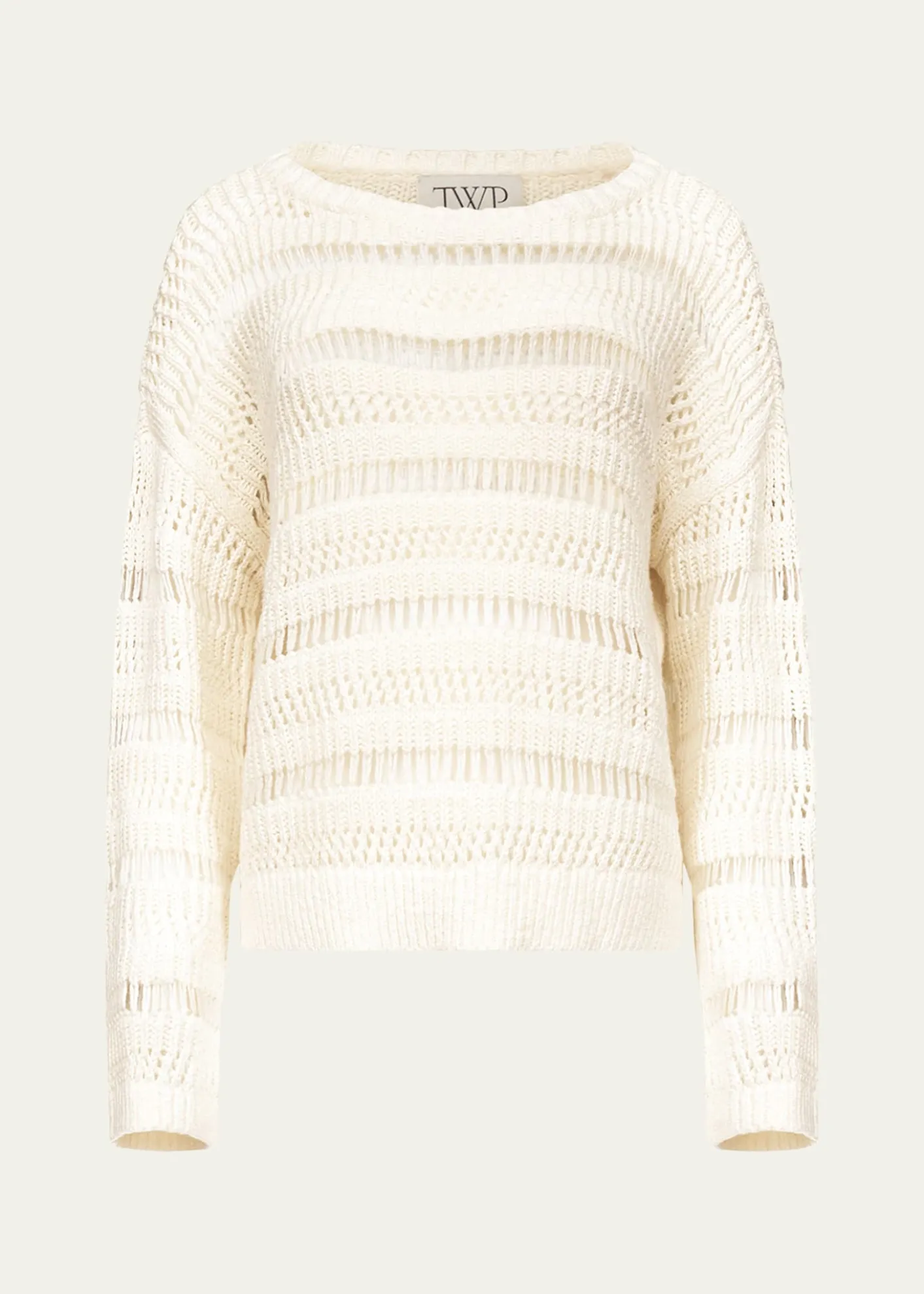 TWPWide-Neck Open Stitch Sweater