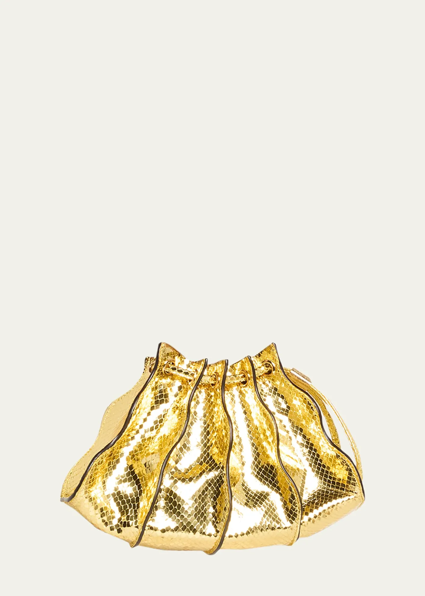 Ulla JohnsonAdria Mini Pleated Wave Metallic Snake-Print Crossbody Bag