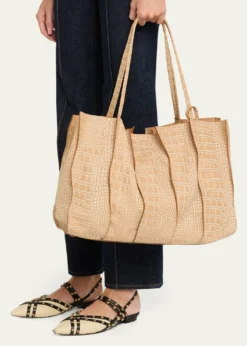 Ulla JohnsonAdria Wavy Croc-Embossed Leather Tote Bag