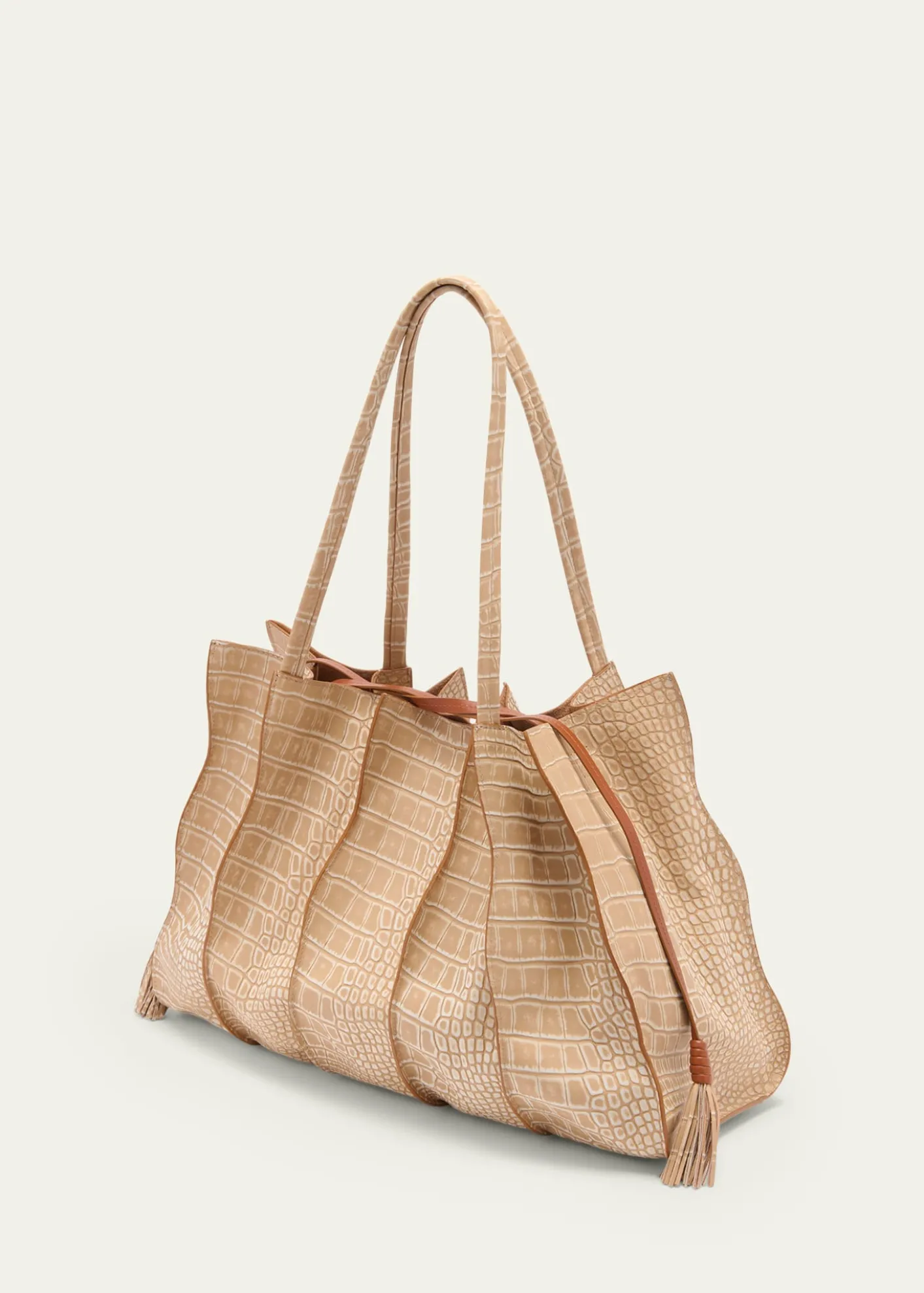 Ulla JohnsonAdria Wavy Croc-Embossed Leather Tote Bag