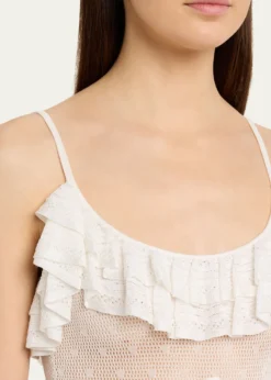 Ulla JohnsonBania Ruffled Pointelle Knit Bodysuit