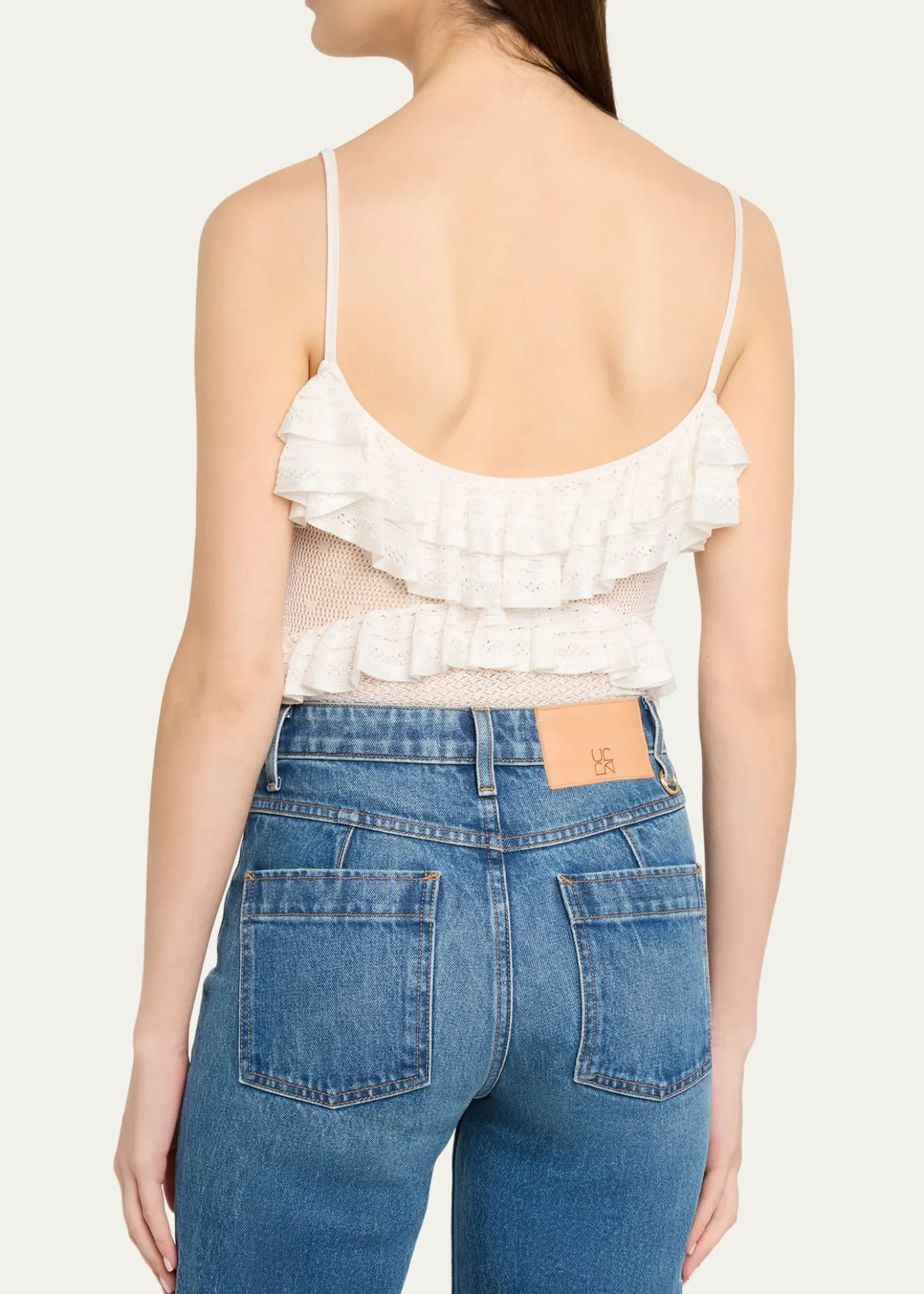 Ulla JohnsonBania Ruffled Pointelle Knit Bodysuit