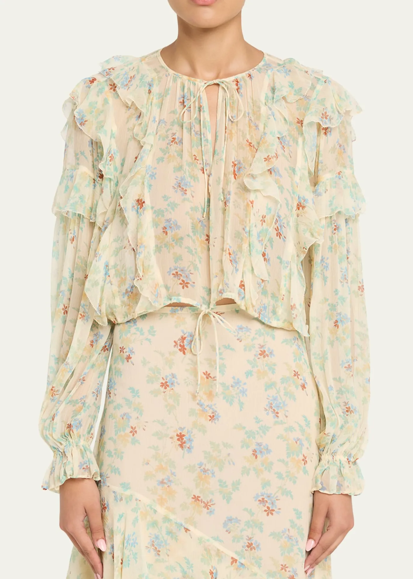 Ulla JohnsonDelfina Long-Sleeve Silk Chiffon Blouse