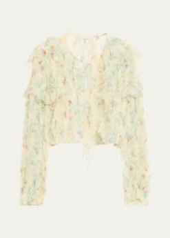 Ulla JohnsonDelfina Long-Sleeve Silk Chiffon Blouse