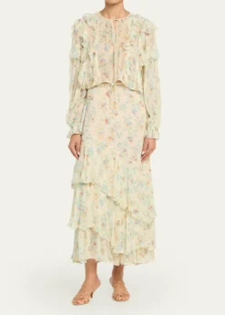 Ulla JohnsonDelfina Long-Sleeve Silk Chiffon Blouse