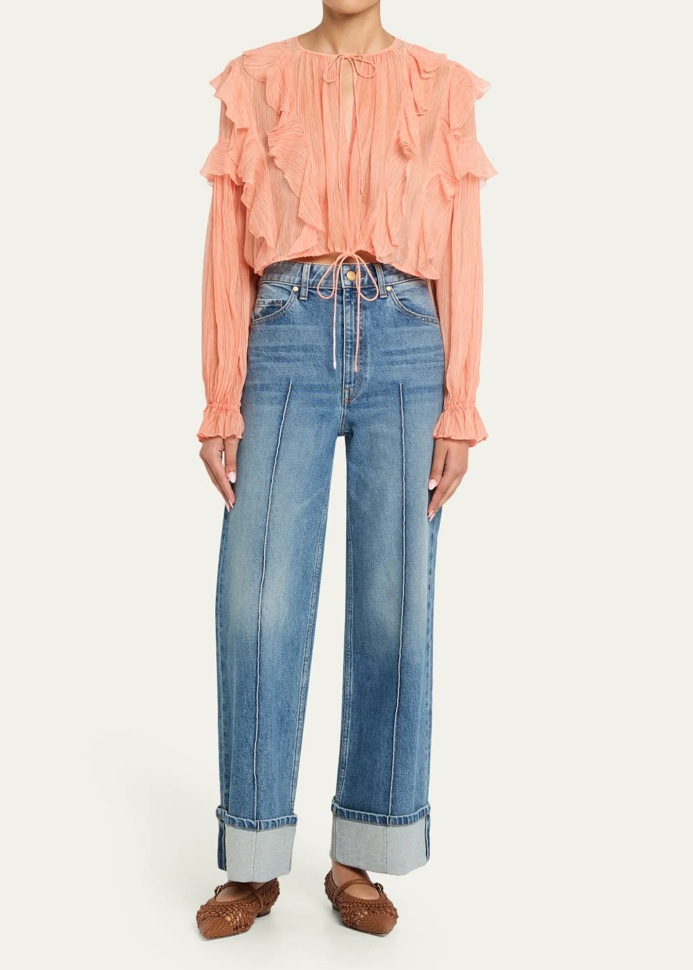 Ulla JohnsonDelfina Long-Sleeve Silk Chiffon Blouse