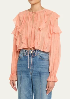 Ulla JohnsonDelfina Long-Sleeve Silk Chiffon Blouse