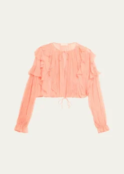 Ulla JohnsonDelfina Long-Sleeve Silk Chiffon Blouse