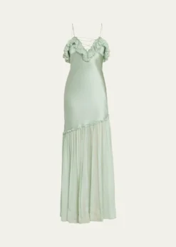 Ulla JohnsonElaria Sleeveless Silk Ruffle Gown