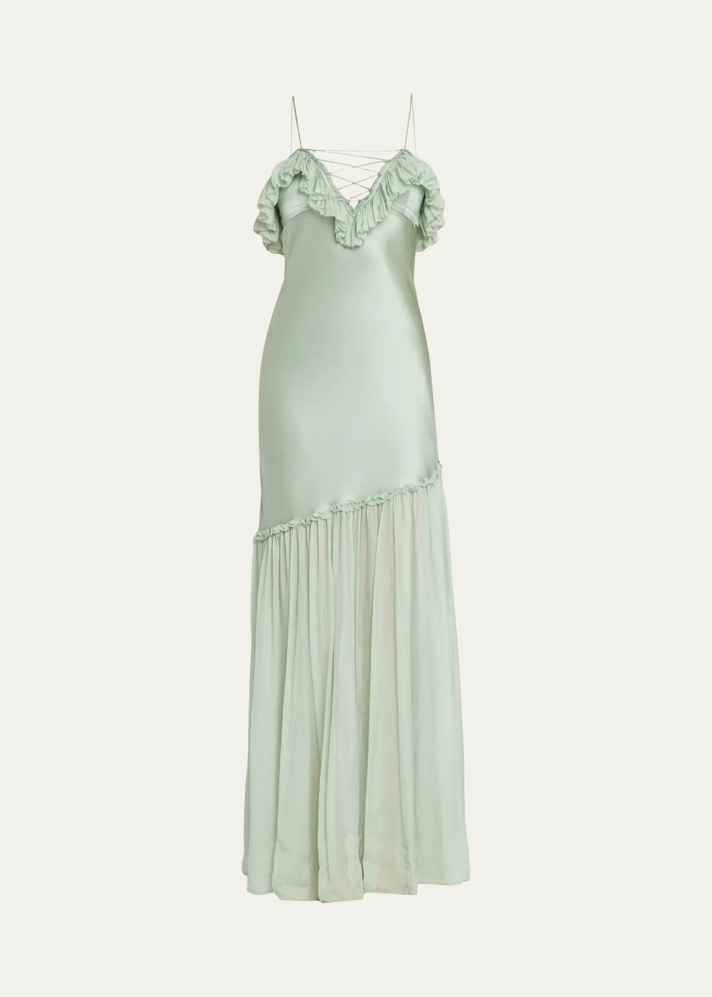 Ulla JohnsonElaria Sleeveless Silk Ruffle Gown