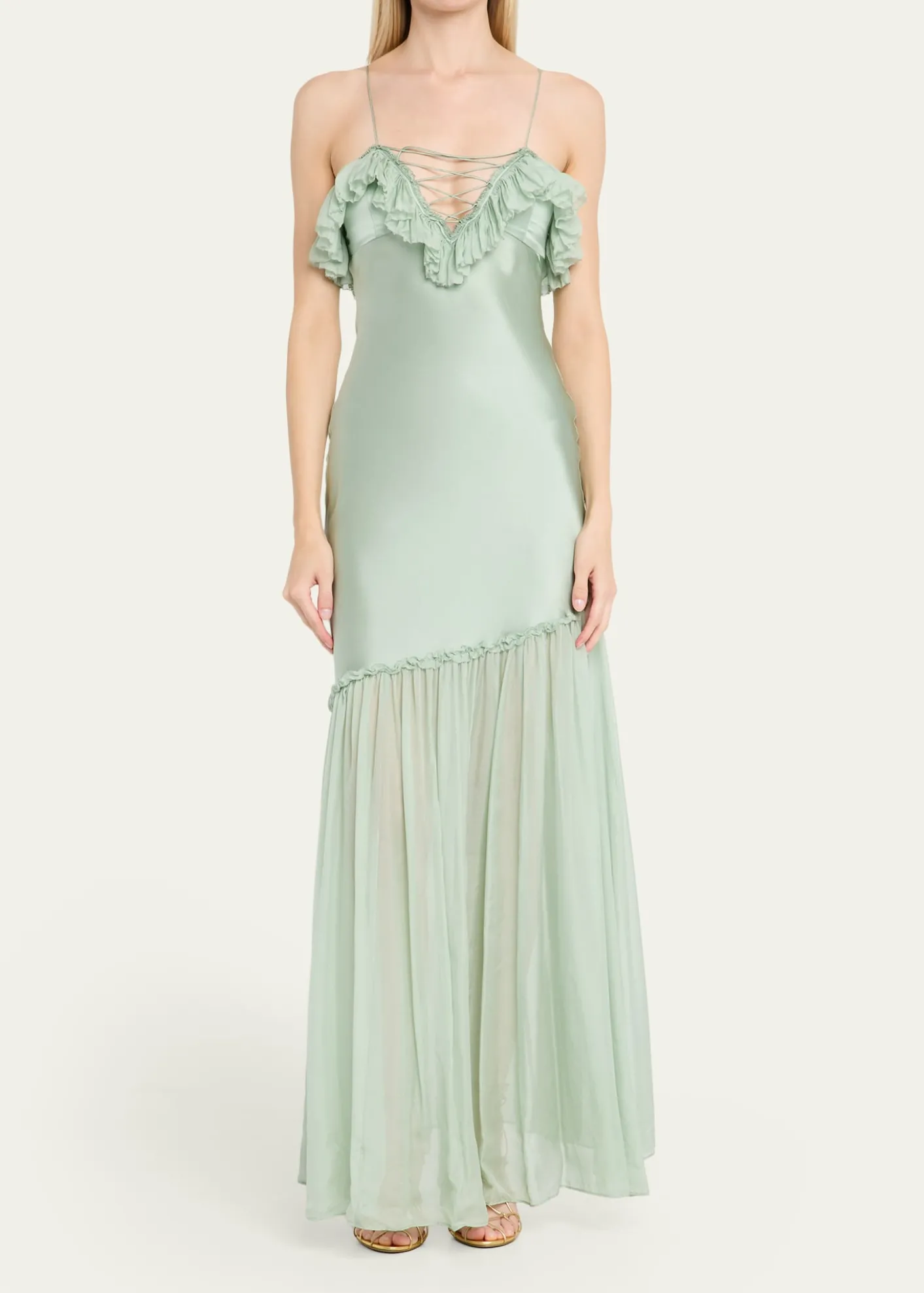 Ulla JohnsonElaria Sleeveless Silk Ruffle Gown