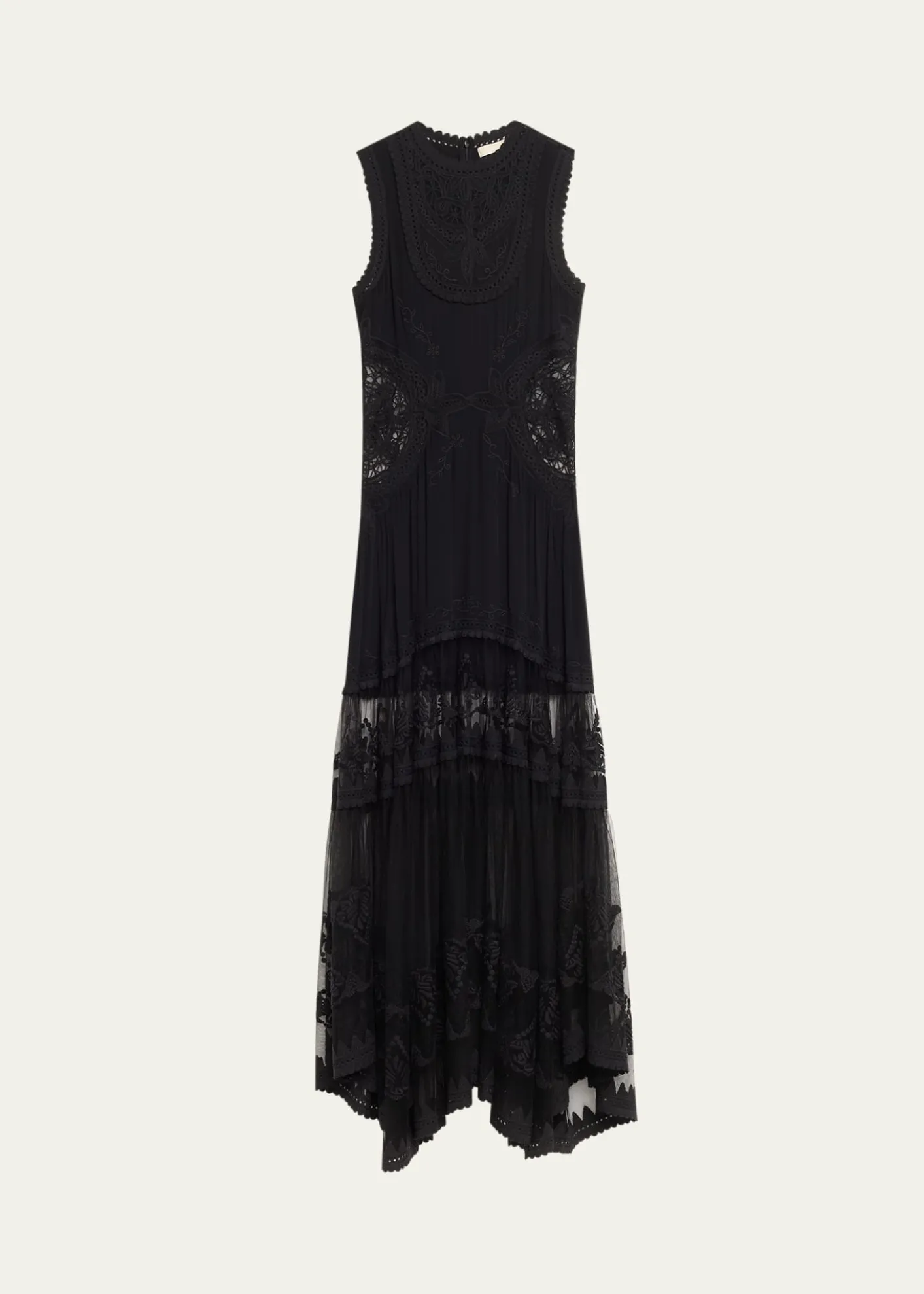 Ulla JohnsonFloral Lace Silk Crepe De Chine Gown
