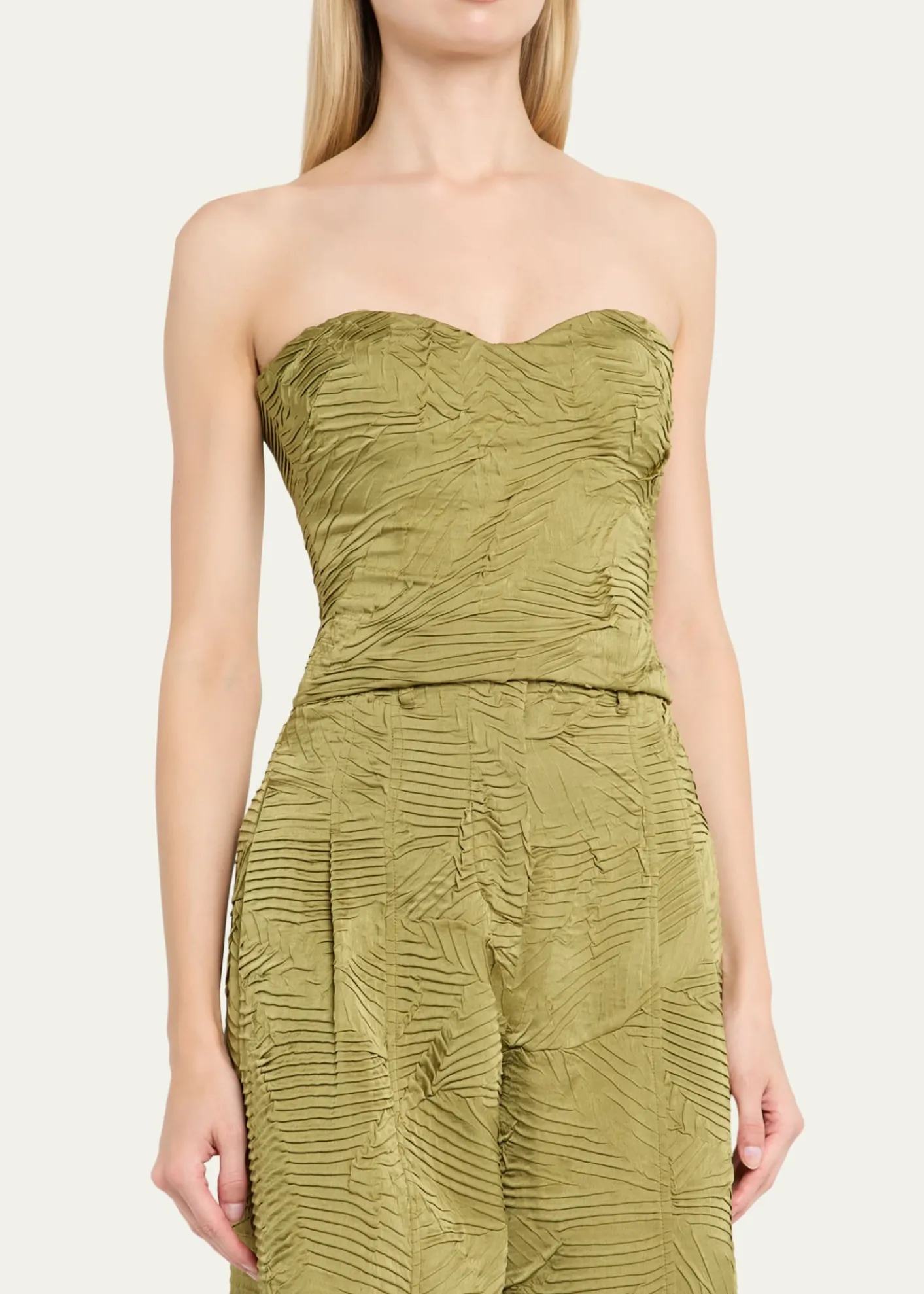 Ulla JohnsonHeleen Satin Strapless Crop Top