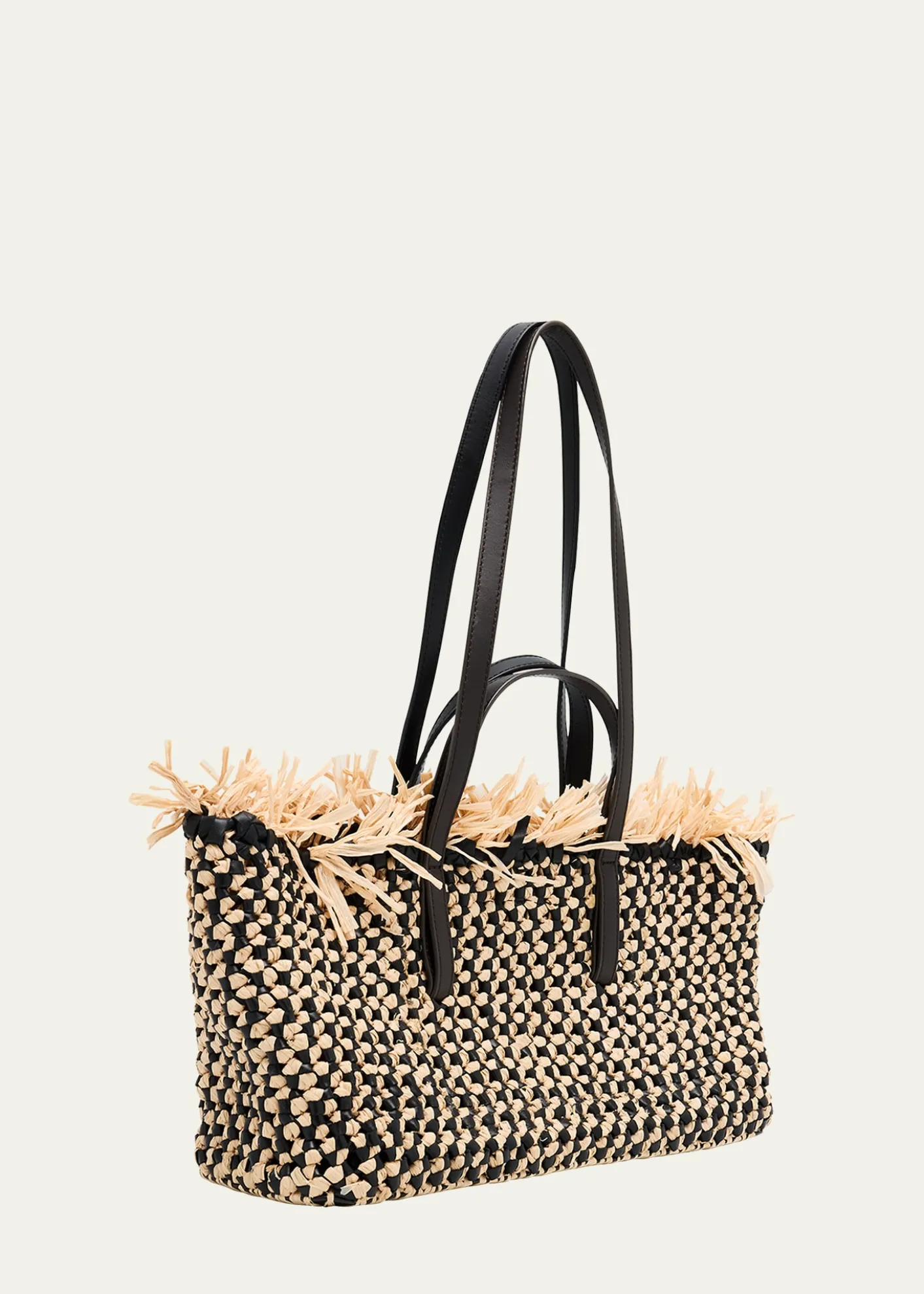 Ulla JohnsonLali Small Fringed Woven Raffia Tote Bag