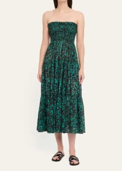Ulla JohnsonLucca Smocked Strapless Midi Dress