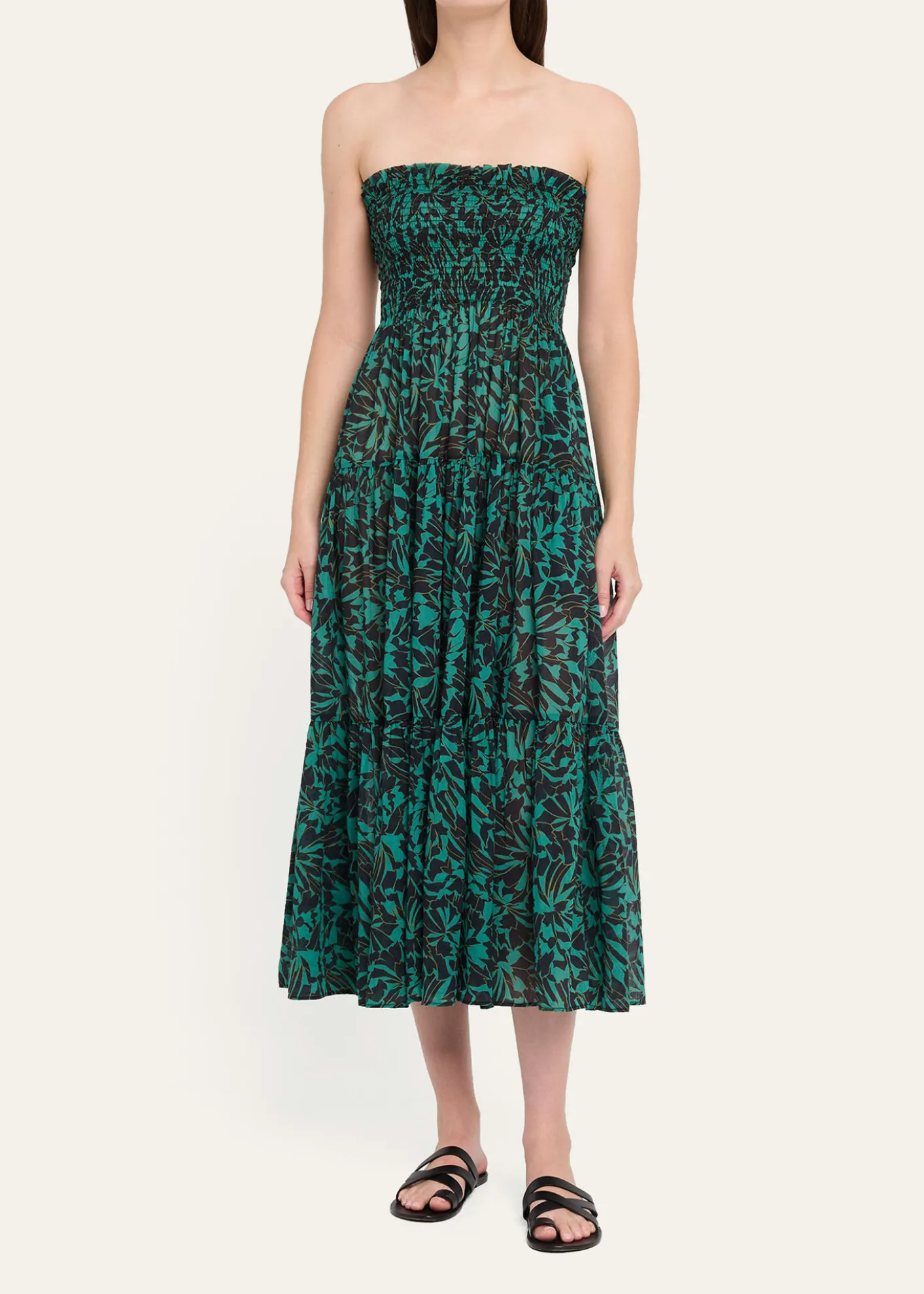 Ulla JohnsonLucca Smocked Strapless Midi Dress