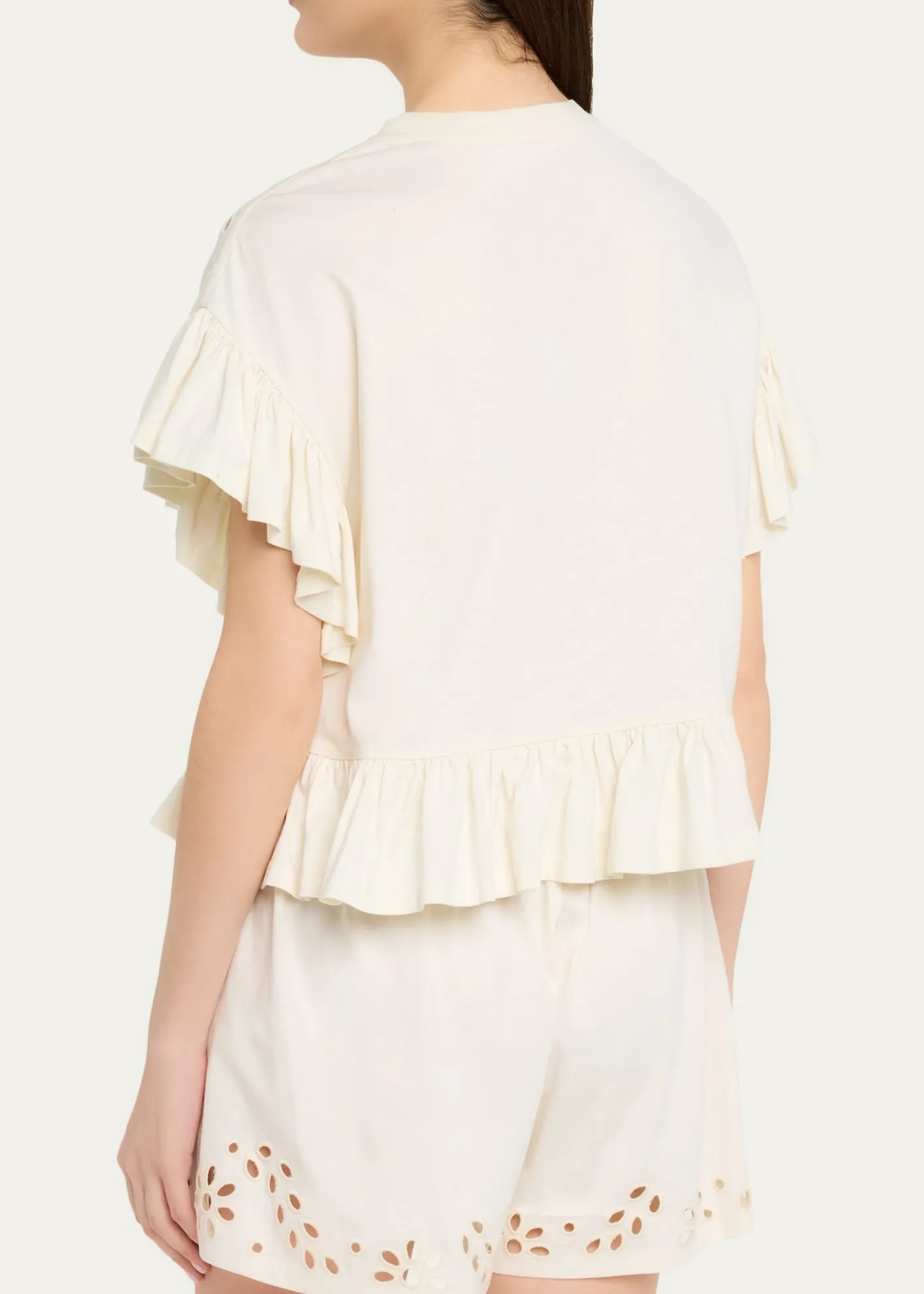 Ulla JohnsonMariana Embroidered Flutter-Sleeve Top
