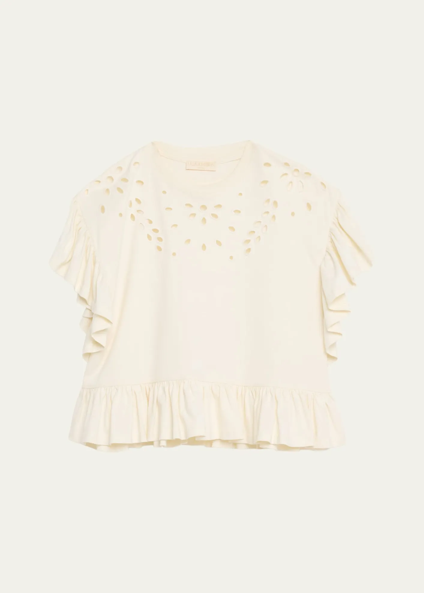 Ulla JohnsonMariana Embroidered Flutter-Sleeve Top