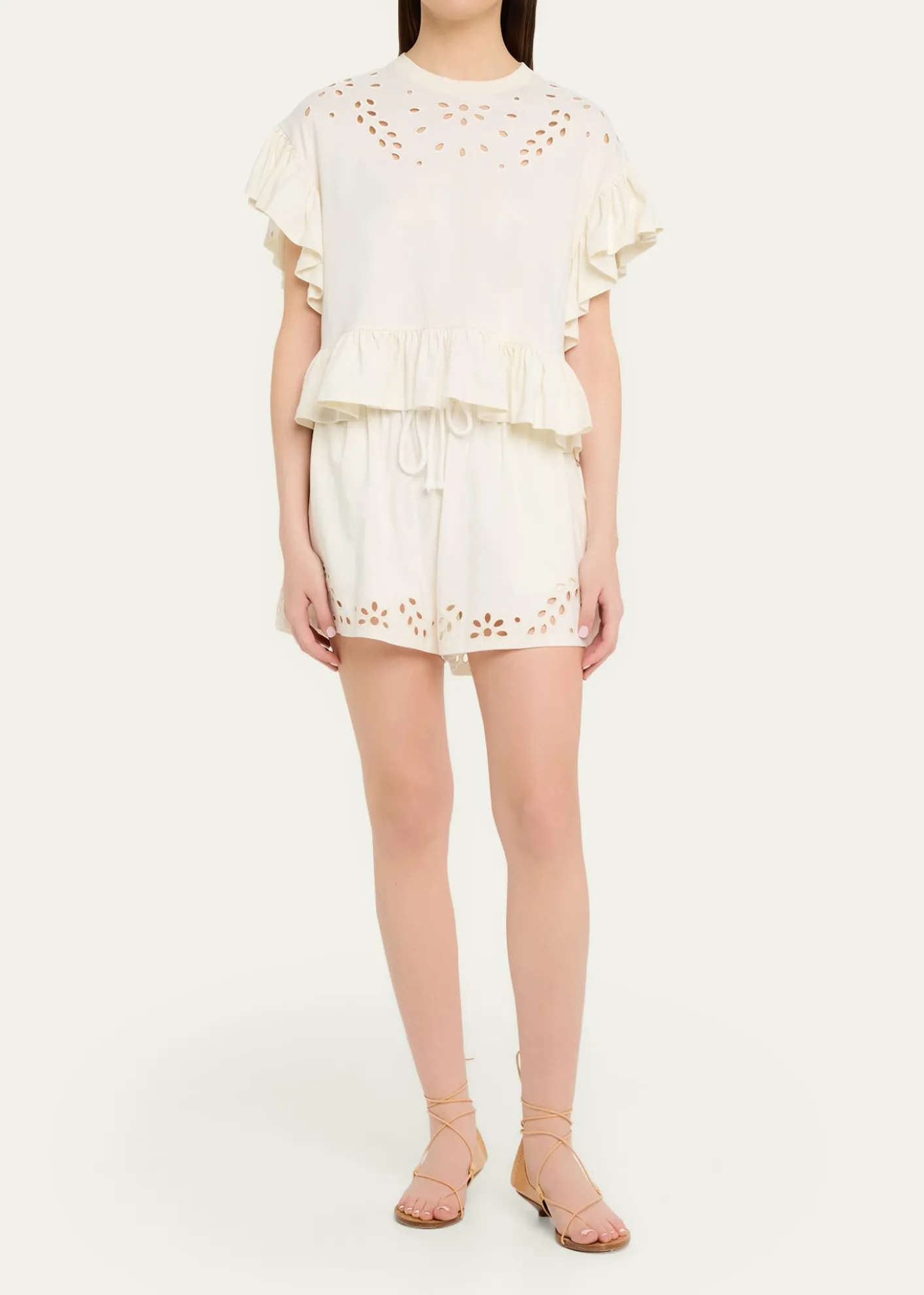 Ulla JohnsonMariana Embroidered Flutter-Sleeve Top