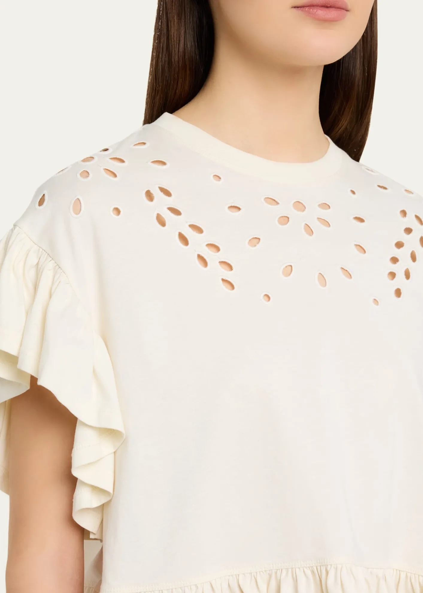 Ulla JohnsonMariana Embroidered Flutter-Sleeve Top