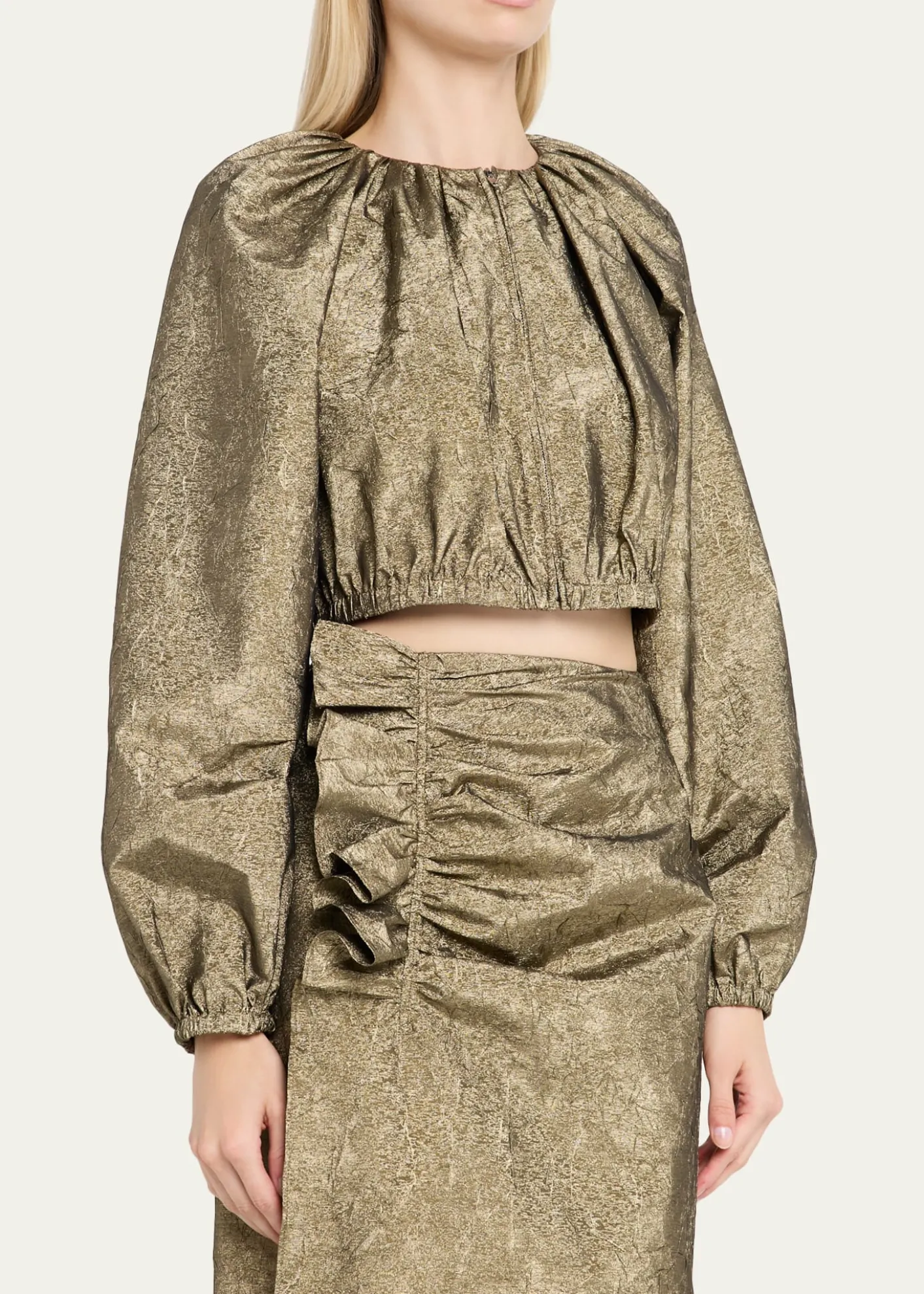 Ulla JohnsonOrielle Metallic Taffeta Bomber Jacket