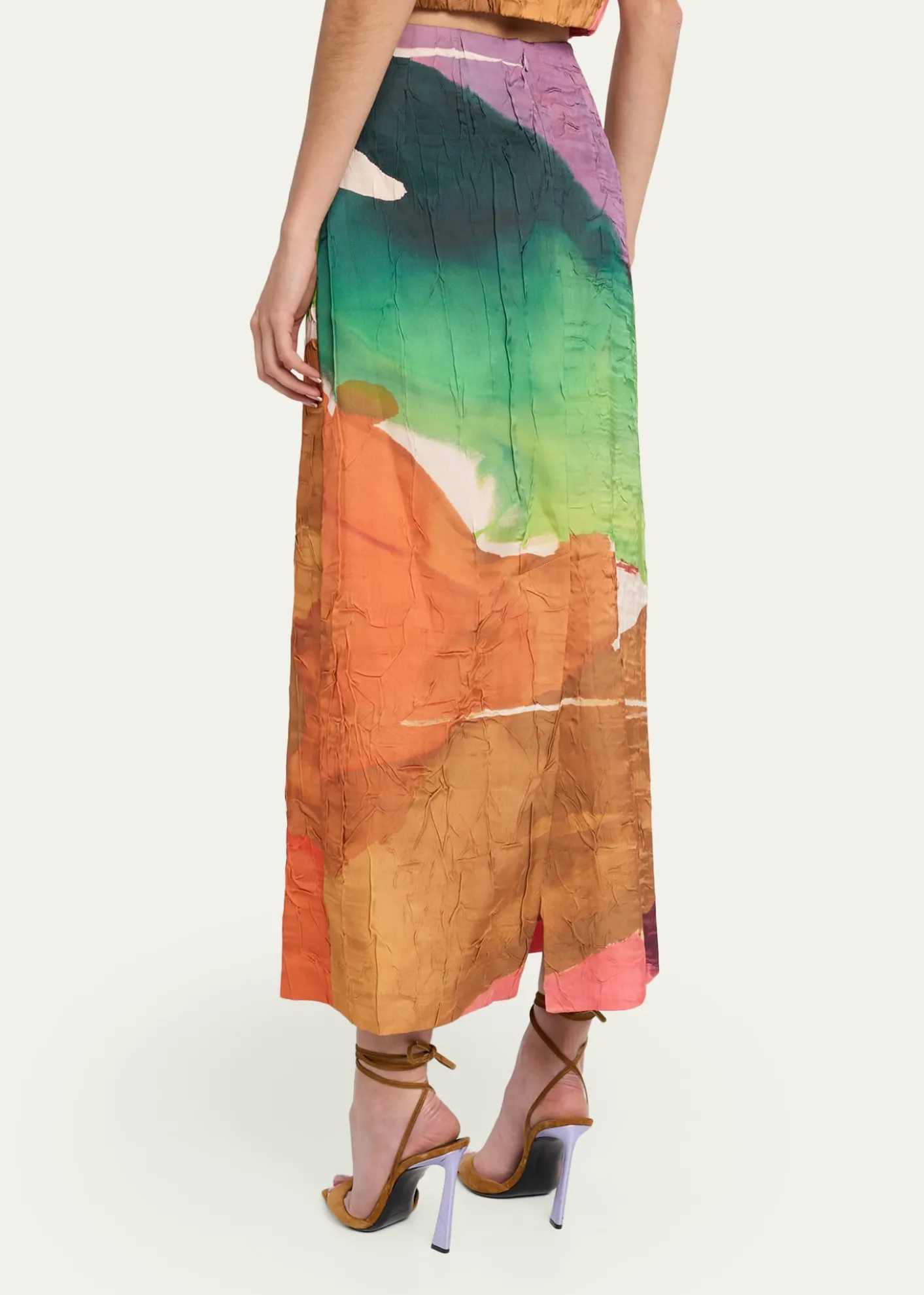Ulla Johnsonx Helen Frankenthaler Inez Satin Pencil Skirt