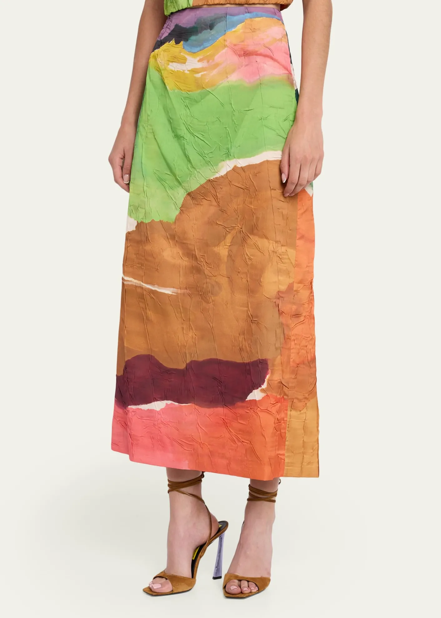 Ulla Johnsonx Helen Frankenthaler Inez Satin Pencil Skirt