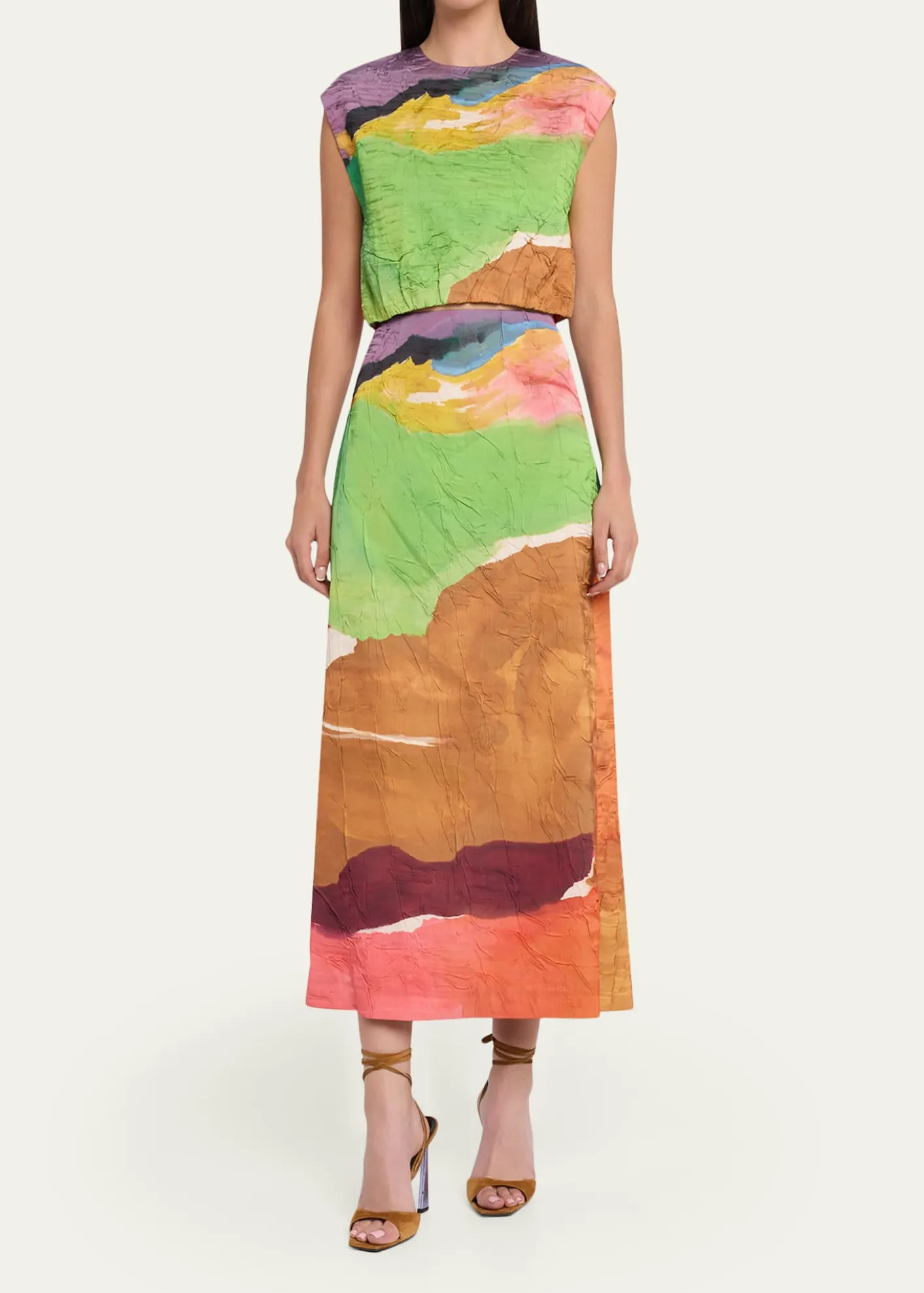Ulla Johnsonx Helen Frankenthaler Inez Satin Pencil Skirt