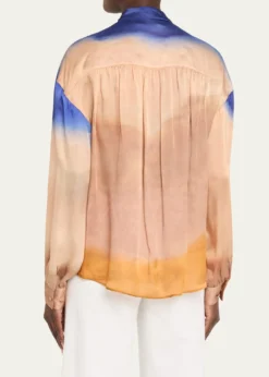 Ulla Johnsonx Helen Frankenthaler Gesture Silk-Chiffon Ruffle Blouse