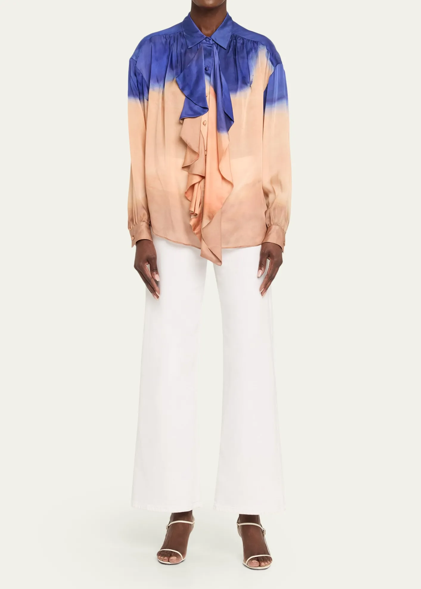 Ulla Johnsonx Helen Frankenthaler Gesture Silk-Chiffon Ruffle Blouse