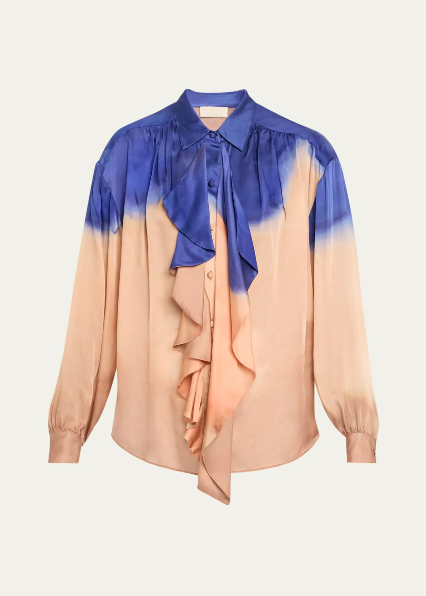 Ulla Johnsonx Helen Frankenthaler Gesture Silk-Chiffon Ruffle Blouse