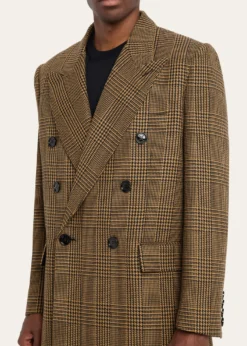 Valentino GaravaniMen's Double-Breasted Glen Plaid Wool Coat