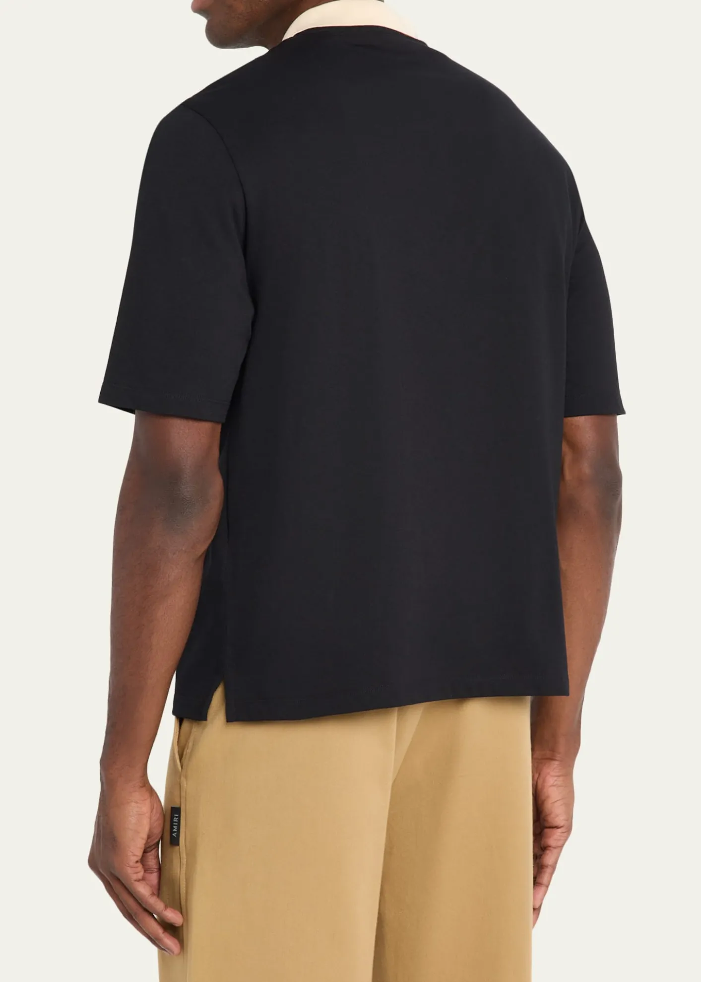 Valentino GaravaniMen's Inlaid V Cotton Polo Shirt with Panther Patch