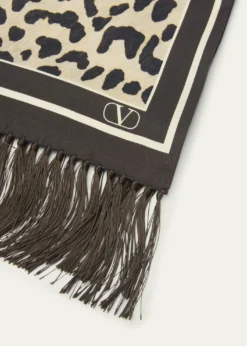 Valentino GaravaniAnimal Twill Fringe Scarf
