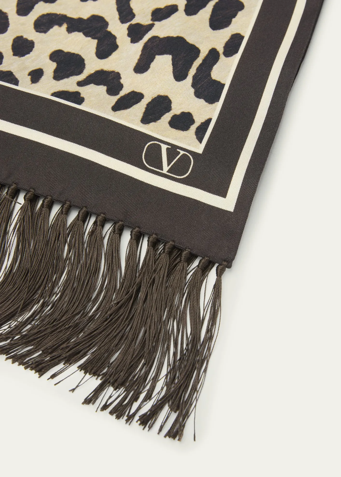 Valentino GaravaniAnimal Twill Fringe Scarf