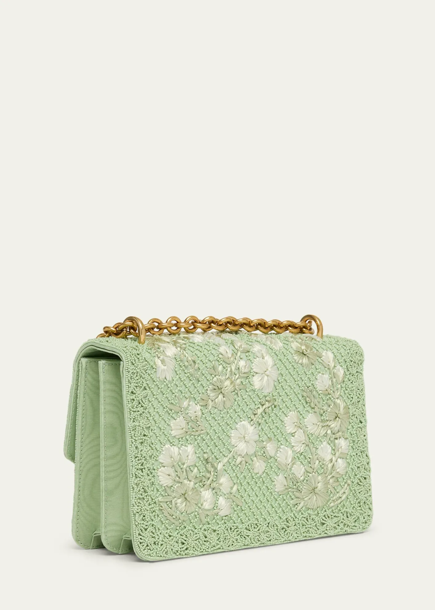 Valentino GaravaniBeaded Floral-Embroidered Moire Shoulder Bag