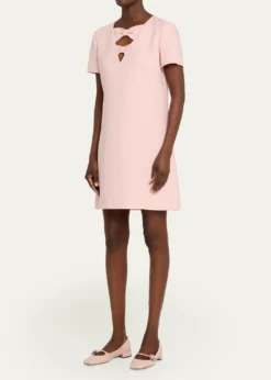 Valentino GaravaniBow Cutout Short-Sleeve Mini Dress