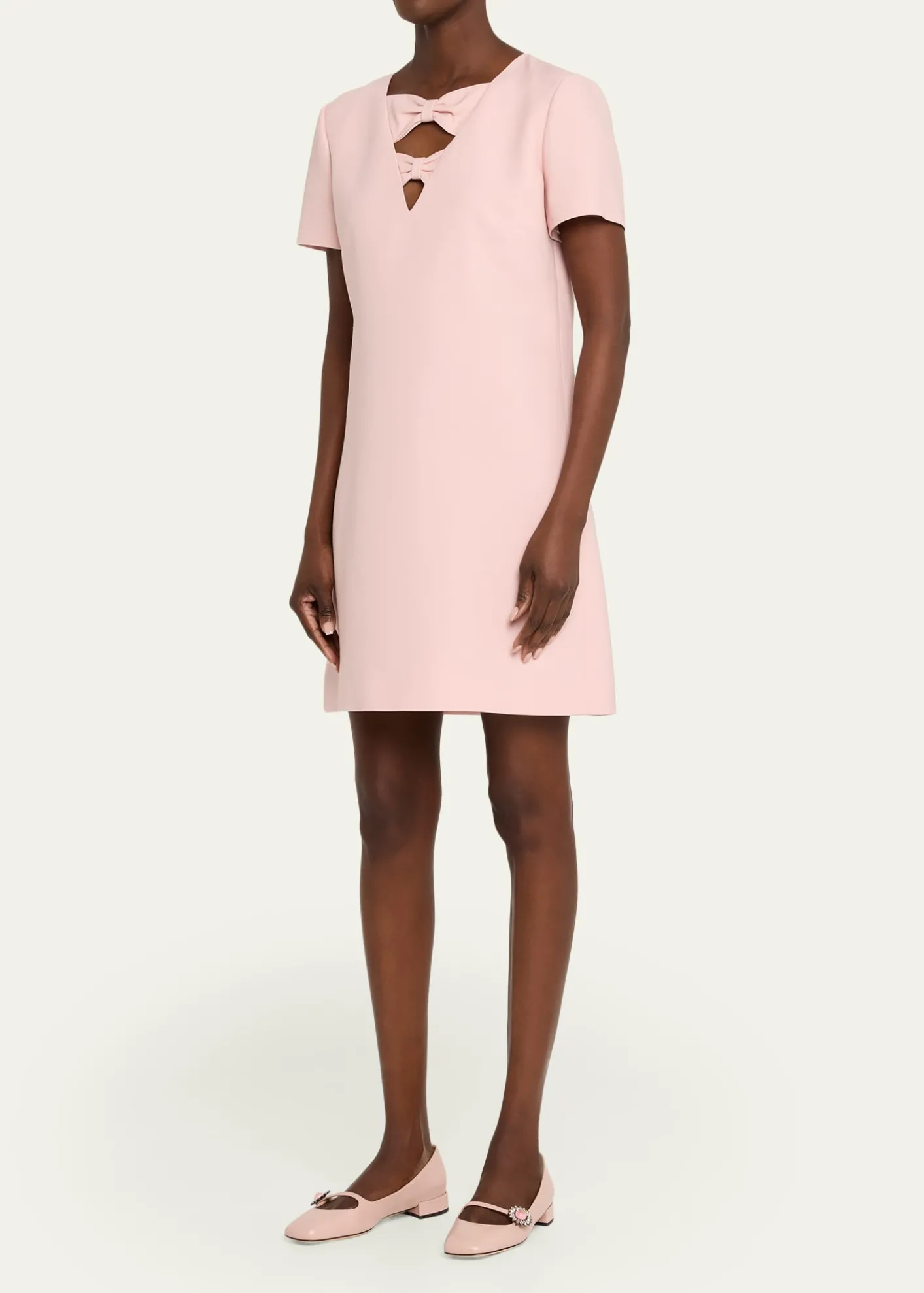 Valentino GaravaniBow Cutout Short-Sleeve Mini Dress