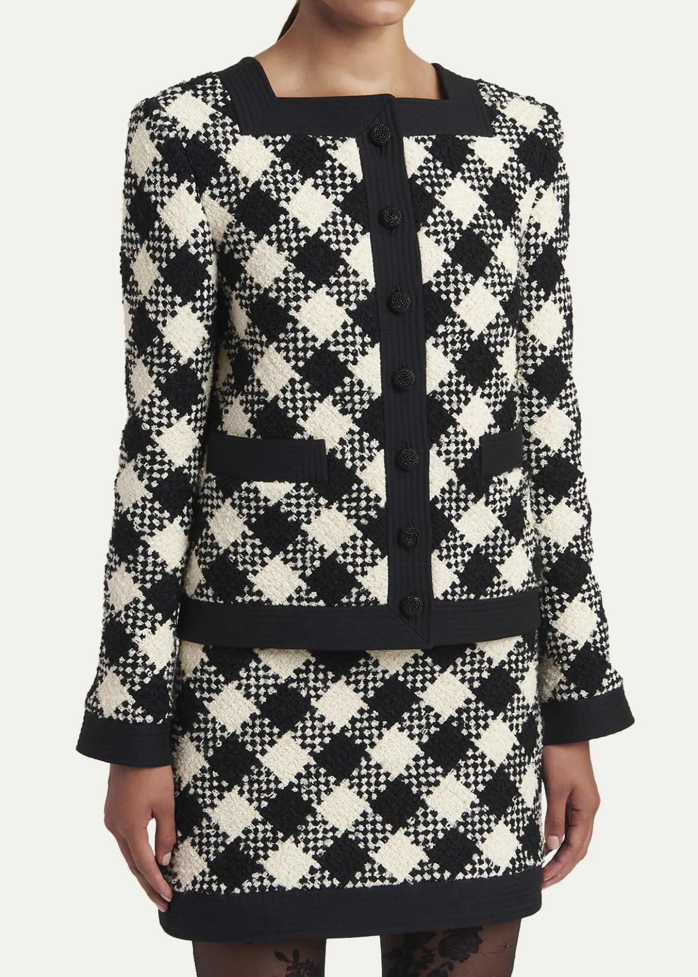 Valentino GaravaniBuffalo Check Tweed Single-Breasted Jacket