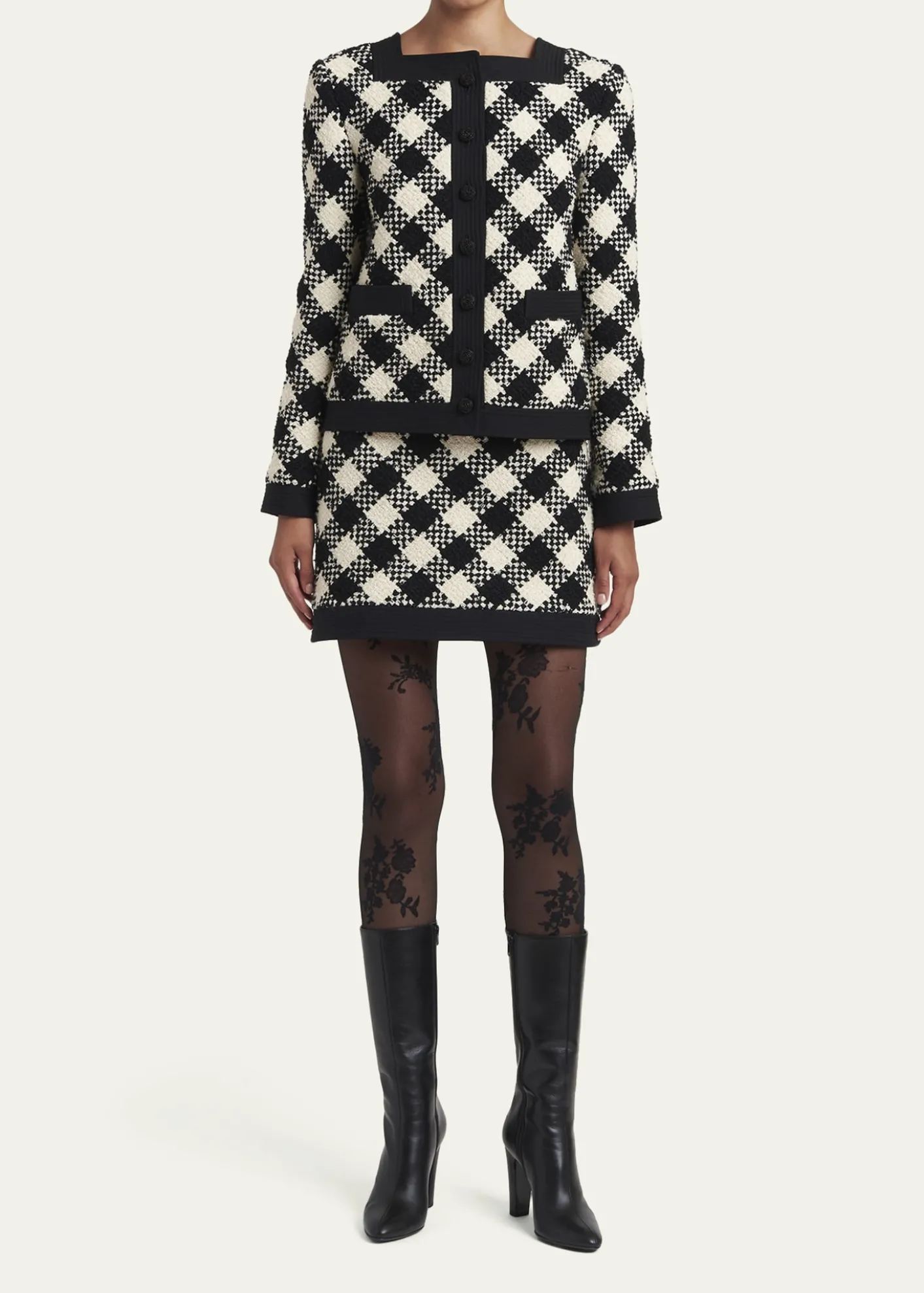 Valentino GaravaniBuffalo Check Tweed Single-Breasted Jacket