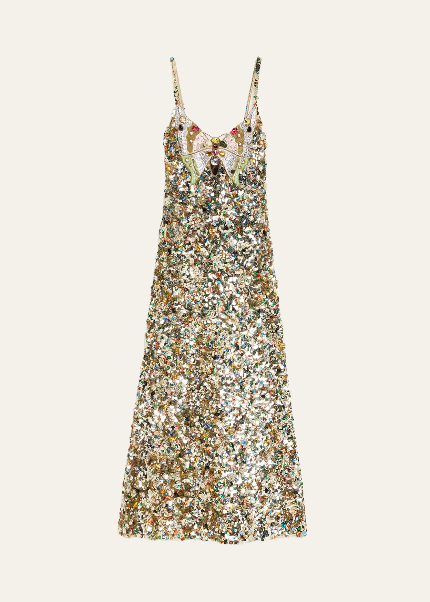 Valentino GaravaniButterfly Embroidered Tulle Maxi Dress