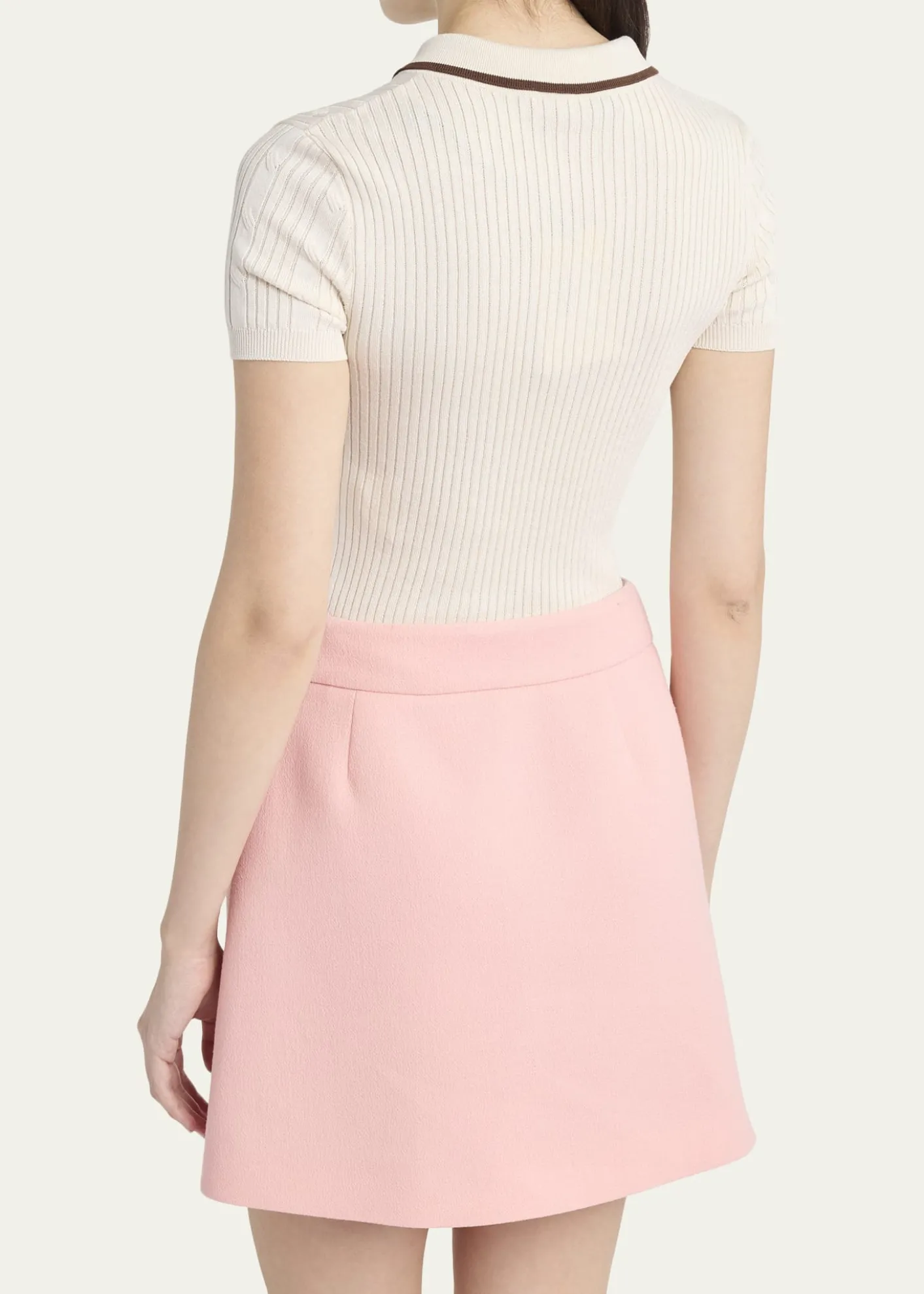 Valentino GaravaniCable Knit Crop Polo Sweater
