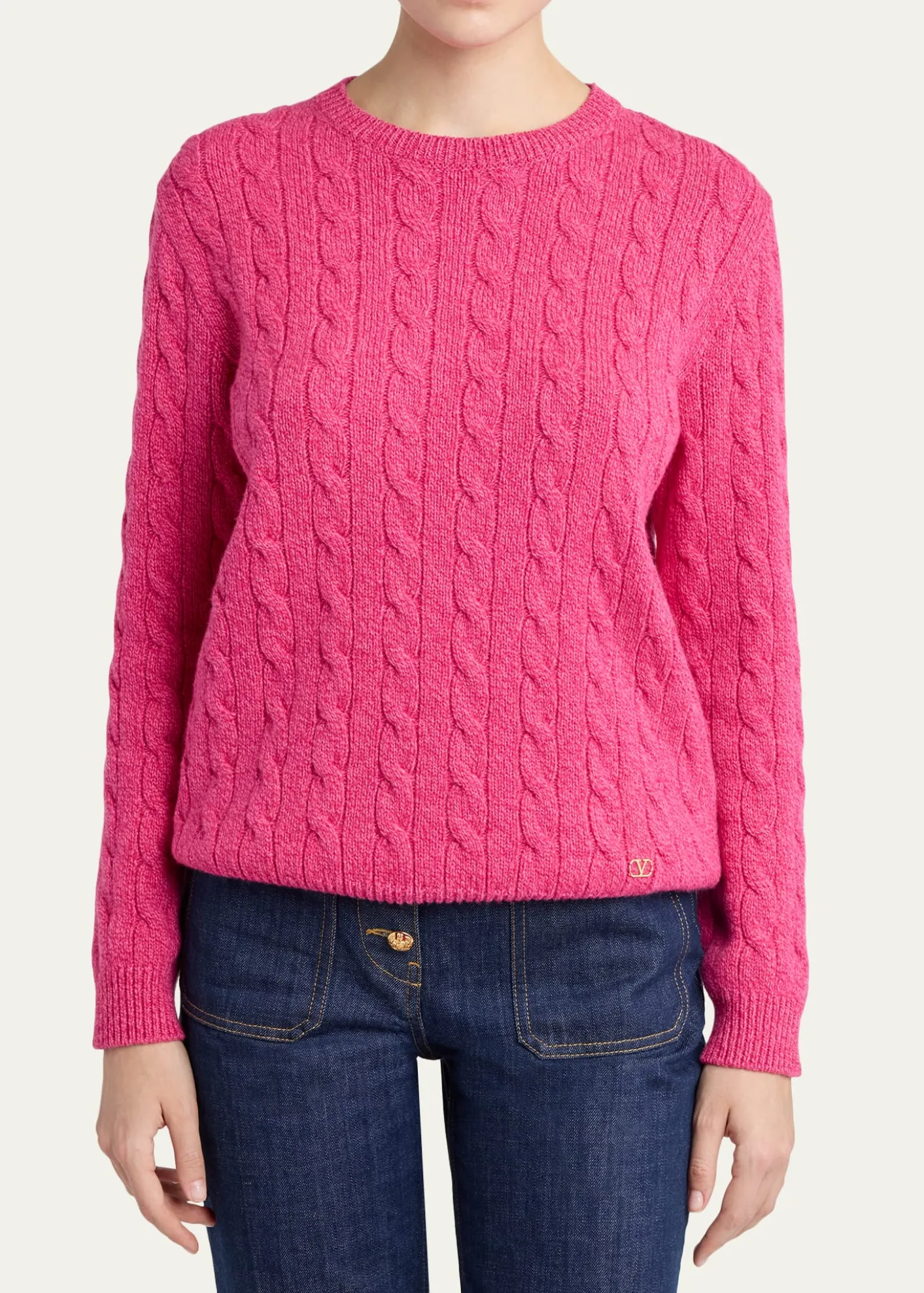 Valentino GaravaniCable Knit Crewneck Sweater
