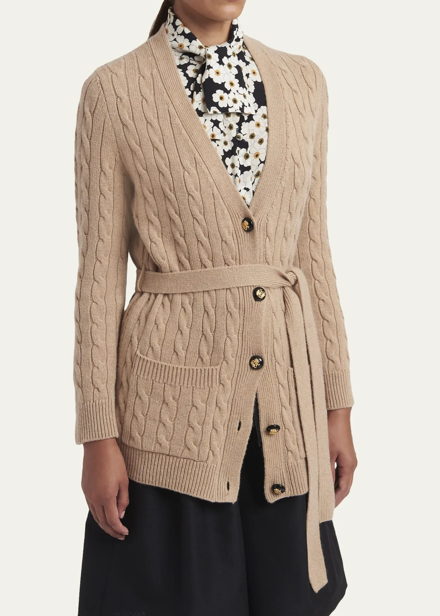 Valentino GaravaniCable-Knit Longline Cashmere Cardigan